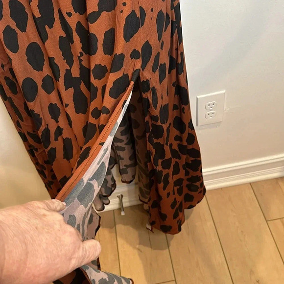 MEGAN/RENEE DRAPE TALIA MAXI DRESS BROWN BLACK ANIMAL PRINT NEW WITHOUT TAGS - Picture 5 of 8